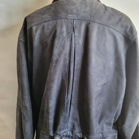 Vintage Leather Vera PELLE Barn Coat Jacket Italy Ash Black Brown Tan Size M - Picture 9 of 14